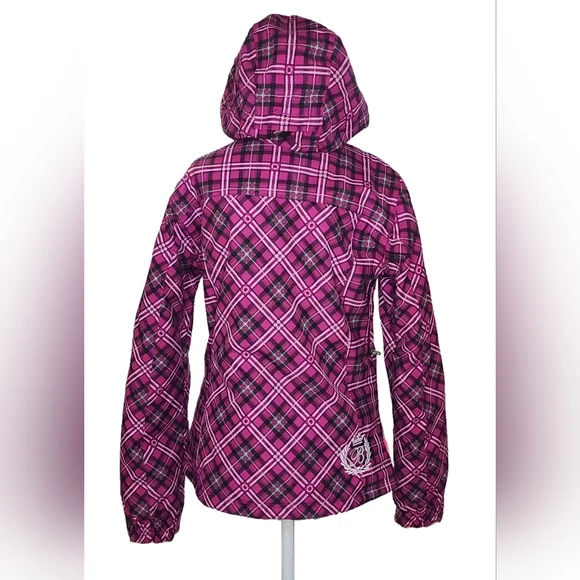 Betty Rides Plaid Ski/Snowboarding Jacket Size S w NWT matching Mittens